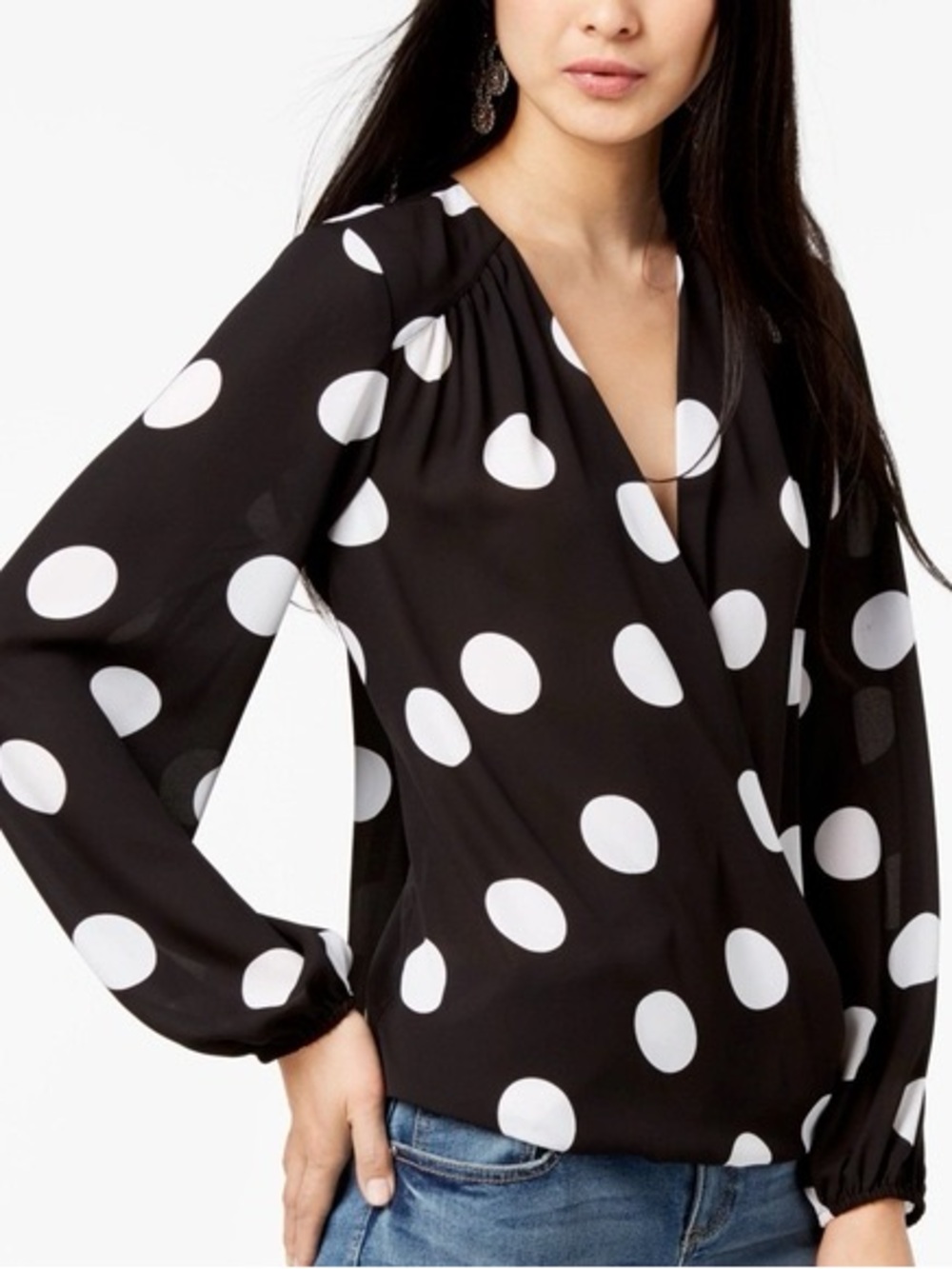 International Concepts Faux-Wrap Blouson Top